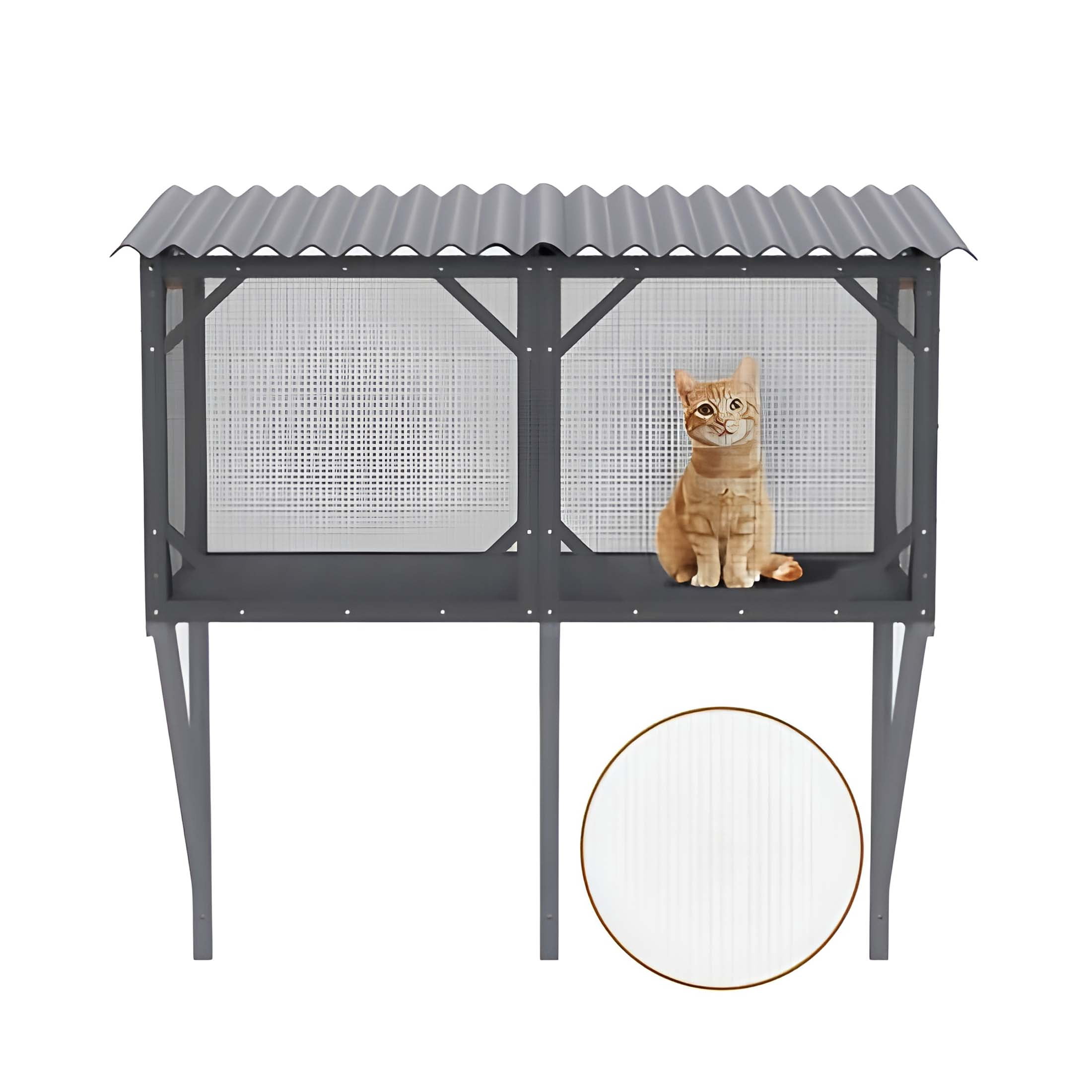 AuraLane 43.3" Cat Window Box,Catio Outdoor Cat Enclosure for Sunbathing,Napping & Viewing,Window Perch for Large Cats