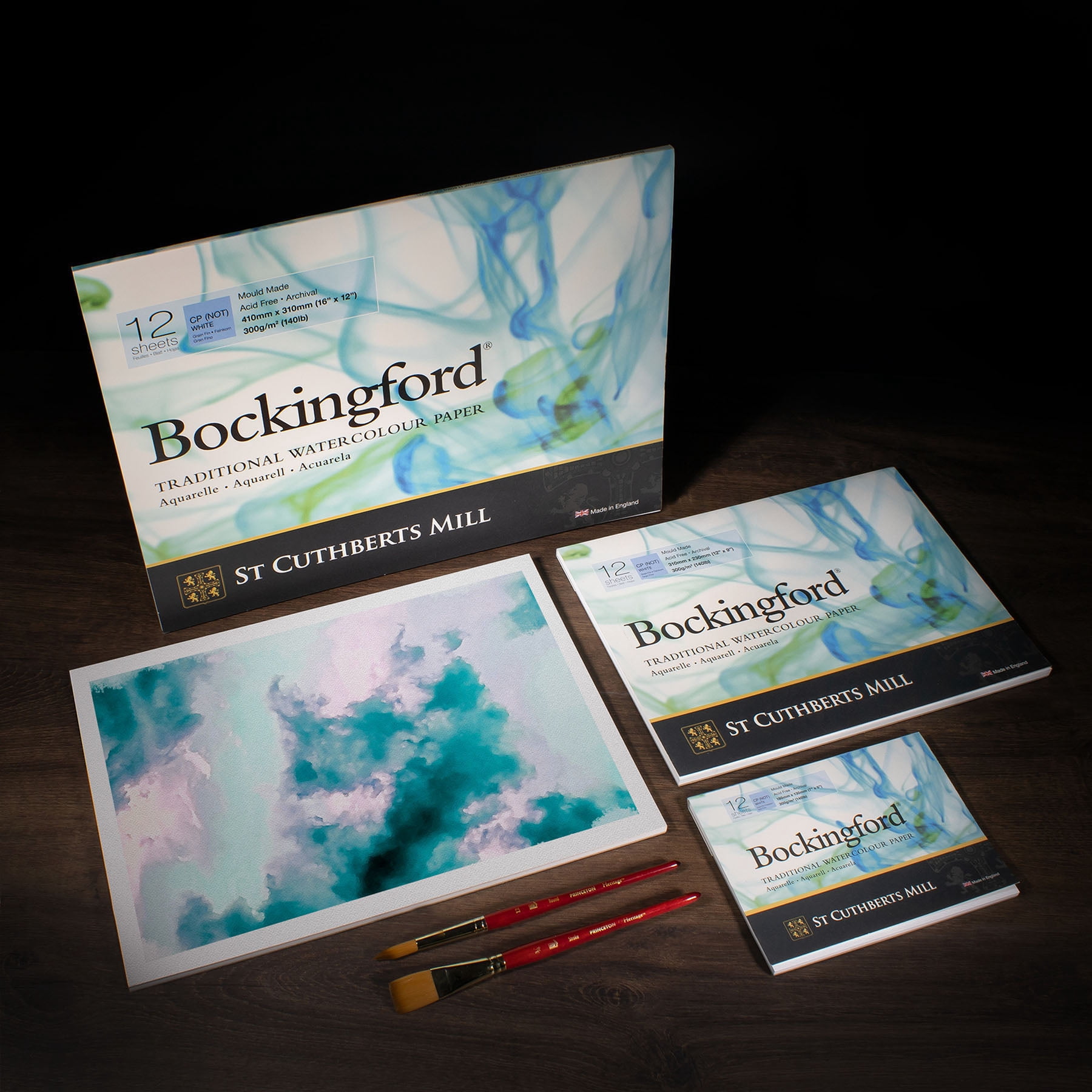 St Cuthberts Bockingford Watercolor Pad, Cold Pressed, Glue Binding, 140lb/300gsm, 12 Sheet, 7x10 inch, Pack of 2