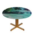 BCIIG Palm Trees Rock Round Table Cover Stain Resistant Washable Indoor