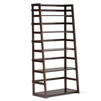 Simpli Home Acadian SOLID WOOD 63 inch x 30 inch Transitional Ladder Shelf Bookcase in Brunette Brown