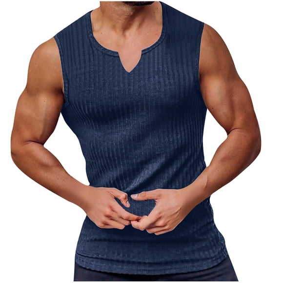 pstuiky Camisetas sin mangas para hombre, Camiseta deportiva informal de cuello redondo para hombre, de moda, color sólido Tops elegantes para mujer xxl