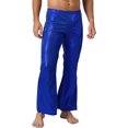 thumbnail image 3 of inlzdz Mens Shiny Sequined Bell Bottom Long Pants Dance Performance Trousers Royal Blue S, 3 of 5