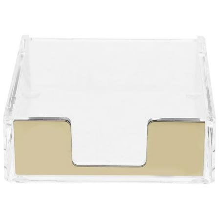 HONMEET Clear Golden Acrylic Notepad Holder Desktop Organizer, Stylish Office Desk Accessory, and Functional Design