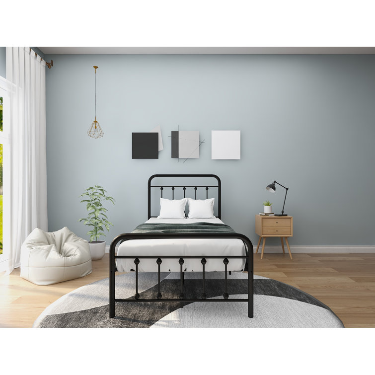 AGARTT Metal Twin Bed Frame With Black Color,Headboard and Footboard,No