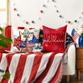 thumbnail image 5 of Sm:)e Stars and Stripes Let Freedom Ring Fourth of July Throw Pillow Cover 18x18 Inch Set of 4, Polyester Patriotic Outdoor Pillow Case for Sofa Couch, Red Stripe, 5 of 6