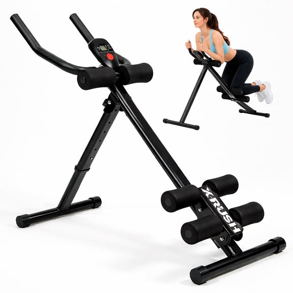 Máquina para Abdominales X-Rush Plegable con 5 Niveles de Altura, Monitor LCD, Capacidad Máxima 150 kg, Ideal para Casa u Oficina