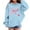 Light Blue, variant on Posijego Girls Graphic Hoodies Bow Print Casual Long Sleeve Pullover Hooded Oversized Sweatshirts with Pockets