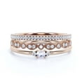 thumbnail image 1 of Tailor-Made 1.65 Carat Slim Oval Cut Diamond Moissanite Fairy Engagement Ring, Dainty Wedding Ring in 925 Sterling Silver With 18k Rose Gold Plating, Festival Trio Set, Matching Band, 1 of 4