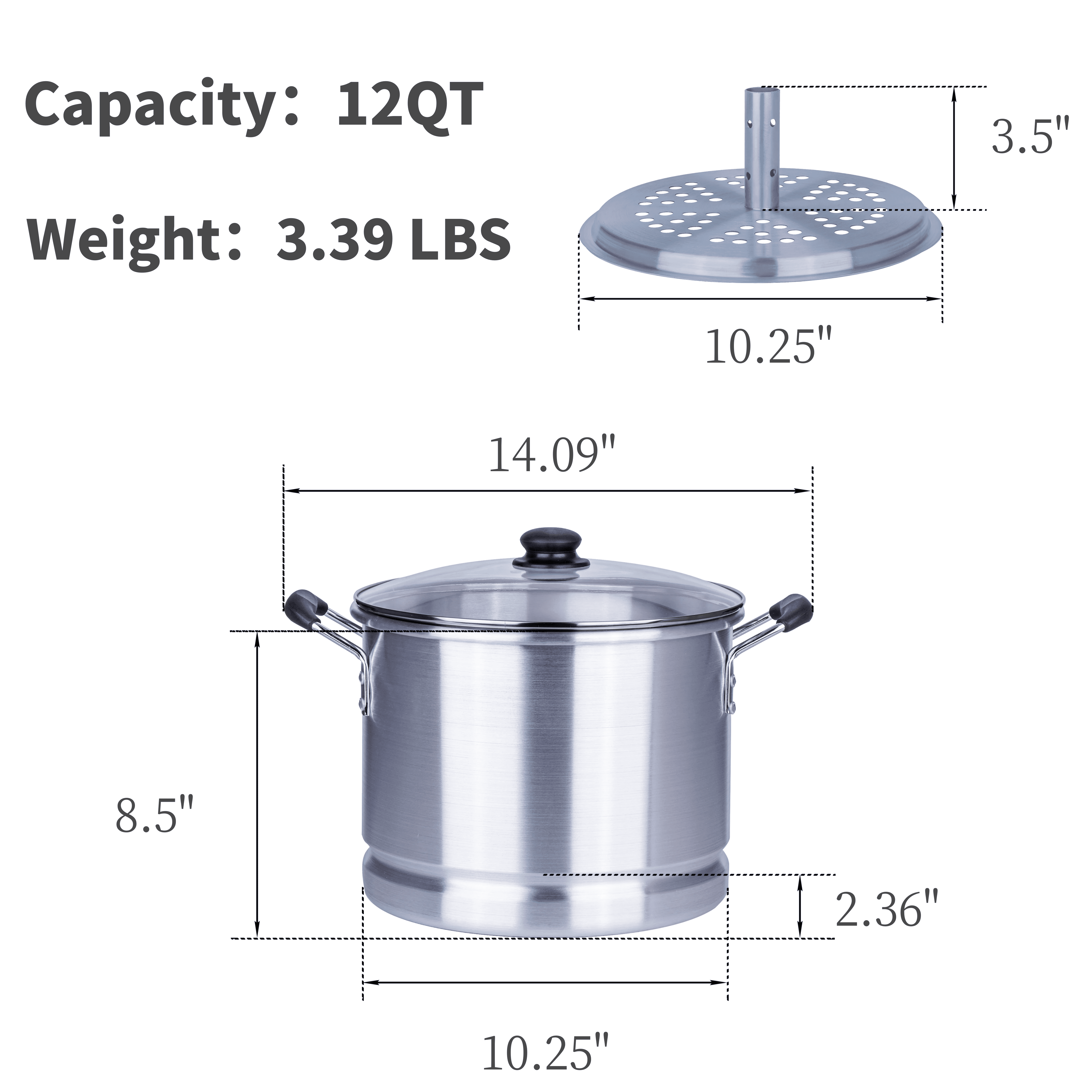  Large 32QT Steamer Boiler with 21QT Steaming Basket and Glass  Lid: Home & Kitchen