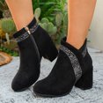 thumbnail image 2 of Willtoo Women's Ankle Booties Faux Suede Glitter Decor Block Heel Short Boots, Side Zipper Closed Toe Fashion Ankle Boots Dress Footwear, 2 of 6