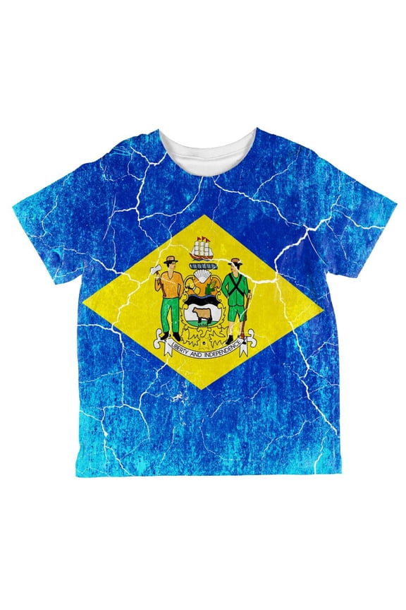 Delaware Vintage Distressed State Flag All Over Toddler T Shirt Multi 6T