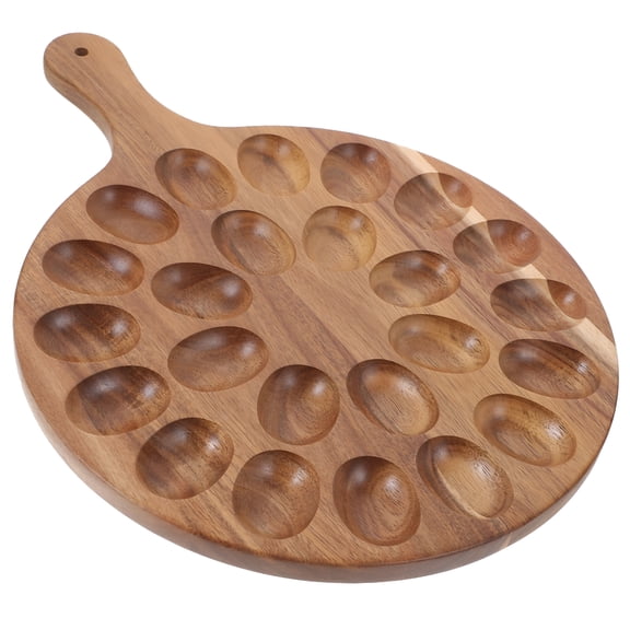 BPPEG 1Set Brown Acacia Wood Rectangular Deviled Egg Platter Tray for Hotels