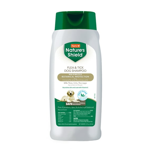 Hartz Nature's Shield Natural Flea & Tick Dog Shampoo, 14-oz Bottle