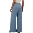 thumbnail image 4 of ZANKLEY Wide Leg Pants for Women Flowy Palazzo Drawstring Elastic Waist Trousers with Pockets Summer Beach Vacation Clothes, 4 of 12