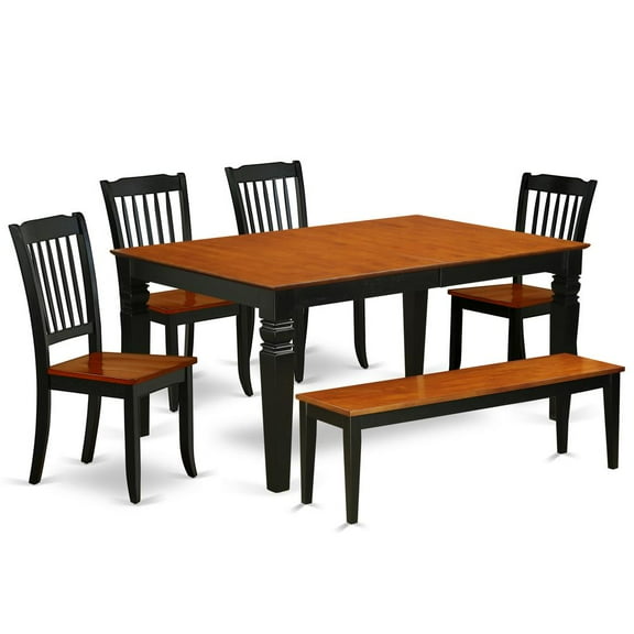 East West Furniture Dining Room Set Black & Cherry, WEDA6N-BCH-W