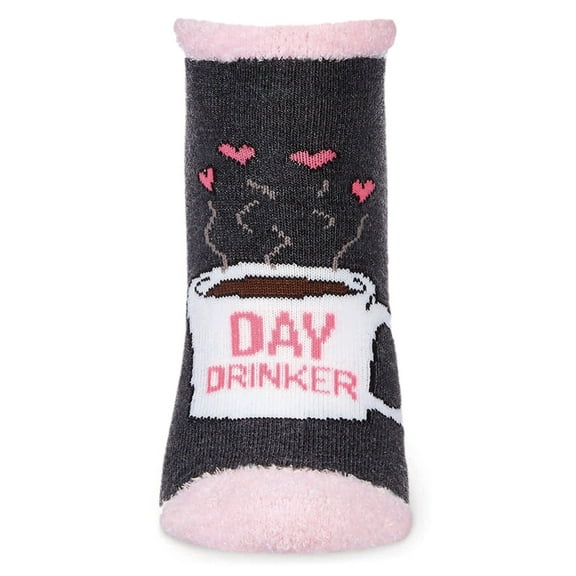 MeMoi Women's Coffee Drinker Low-Cut Non-Skid Socks - Womens - Female, 9-11, Dark Gray Heather