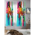 thumbnail image 5 of Colorful Oil Painted Curtains 72 Inch Length, Sheer Curtains for Bedroom Living Room Window Modern Abstract Art Vintage Rod Pocket Voile Drapes Kitchen Curtains Small Half Window 52"x72" 2 Panels, 5 of 6