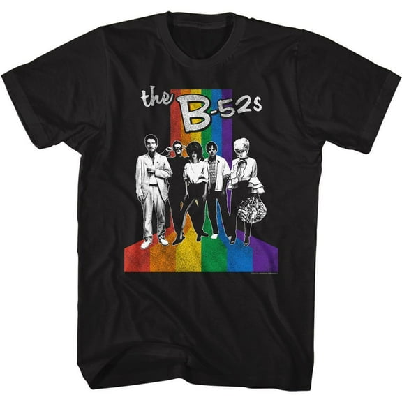 The B-52's Band and Rainbow Black Adult T-Shirt