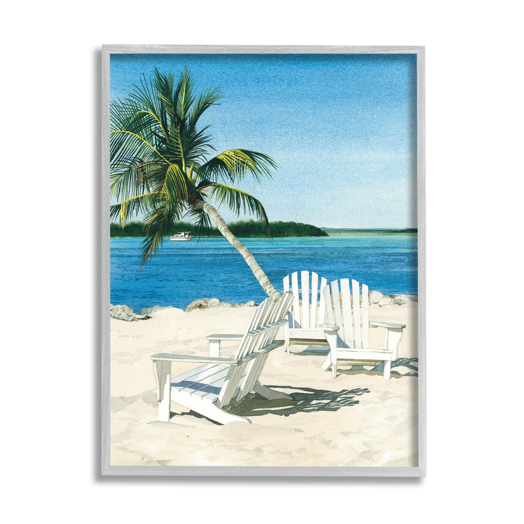 Beach/Seascape/Palm Tree ready to hang 3 piece picture mounted on MDF/canvas art 