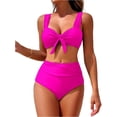 thumbnail image 2 of High Waisted Bikini Sets for Women Swim Suits 2026 Tummy Control Ruched Bikini Two Piece Bathing Suit Swimwear Hot Pink L, 2 of 5