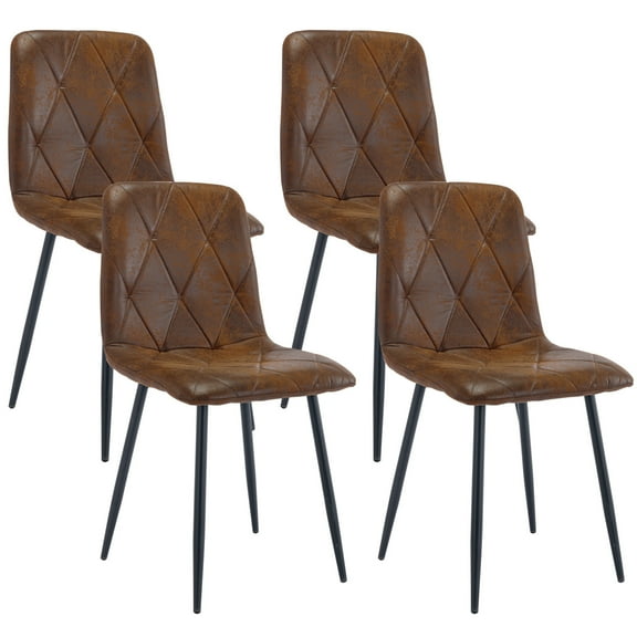 Set of 4 Faux Suede Dining Chairs Side Chairs (Brown)