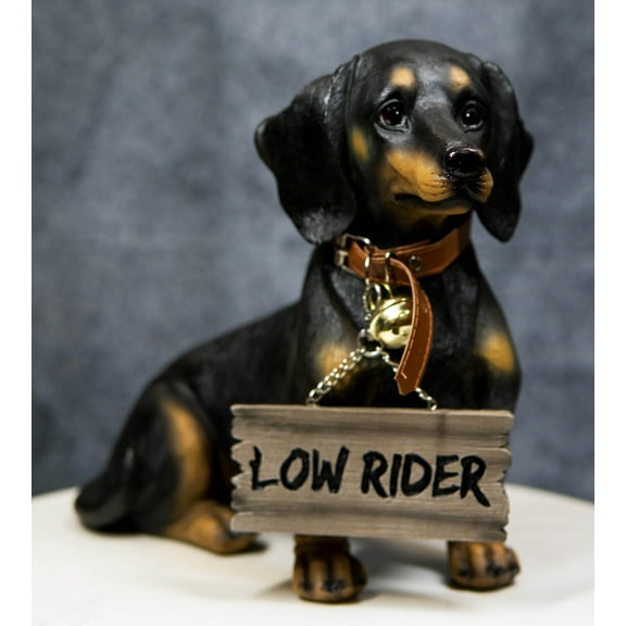 Black And Tan Dachshund Dog Guest Greeter Statue With Jingle Collar Funny Sign