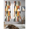 thumbnail image 5 of Orange Modern Geometric,Curtains 63 Inch Length,Sheer Curtains for Bedroom Living Room Window Abstract Watercolor Semicircle Rod Pocket Drapes Kitchen Curtains Small Half Window 42"x63" 2 Panels, 5 of 7