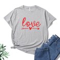 thumbnail image 1 of Hauts d'Été pour Femmes Grande Taille Blouse pour Femmes Nouveau T-shirt à Manches Courtes à Col Rond à Imprimé Love T-shirt à Col en V pour Femmes en Liquidation, 1 of 4