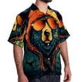 thumbnail image 2 of Vintage Bear Men's Short Sleeve Poplin Button Down Shirts - Casual Printed Summer Beach Tops for Men, 2 of 6