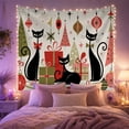 thumbnail image 2 of Three Black Cats with Gifts and Ornaments, Playful Retro for Decor Enthusiasts, Graphic Retro Wall Art Christmas Gift Tapestry Wall Hanging for Living Room and Dorm, 2 of 7