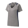 thumbnail image 5 of Sport-Tek Ladies Heather Colorblock Contender V Neck Tee-M (Vintage Heather/ True Navy), 5 of 6