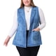 thumbnail image 1 of Chaquetas de talgrande pamujer Chaleco de mezclilinformal con solade cambray Azul medio 1X, 1 of 5