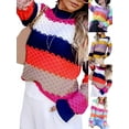 thumbnail image 3 of Gvmfive Women's Striped Color Block Round Neck Pullover Long Sleeve Casual Sweater, 3 of 4