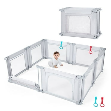 Doradotey Baby Playpen 8-Panels Adjustable Foldable, Large Anti-Fall Indoor Baby Play Yard, 79x71 Gray