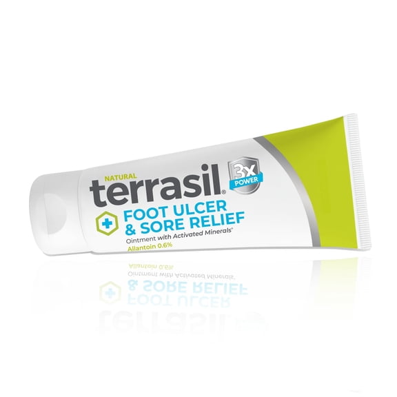Terrasil Foot Ulcer Cream & Sore Relief, Natural Relief & Fast Soothing Treatment, Cream for Ulcers, Foot Ulcers & Sores. 3X Action (3oz)