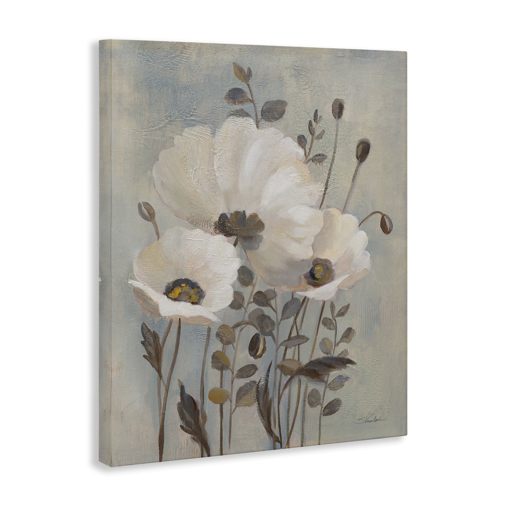 Stupell Industries Neutral Poppies Cluster Plants & Flowers Painting Wrapped Canvas Art Print Wall Art, 30 x 40