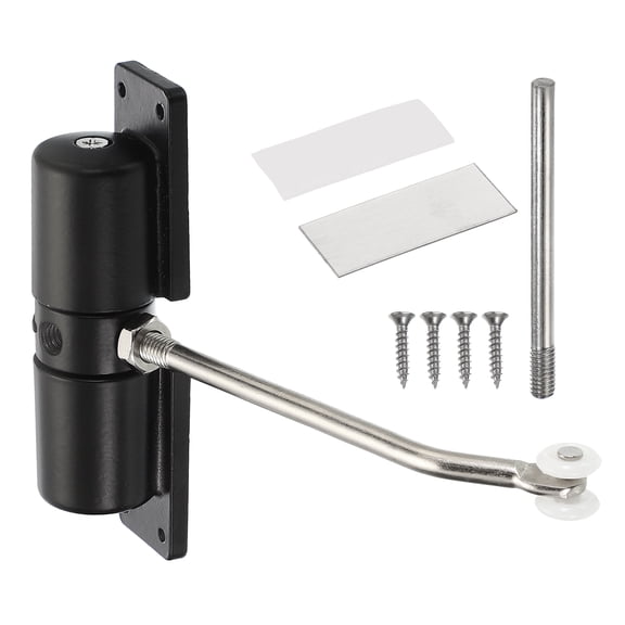 Automatic Spring Door Closer Adjustable 40 lbs Self-Closing Door Hinge Safety Tension Door Closer(Black)