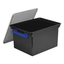 Storex Portable File Tote With Locking Handles, Letter/legal Files, 18.5" X 14.25" X 10.88", Black/silver