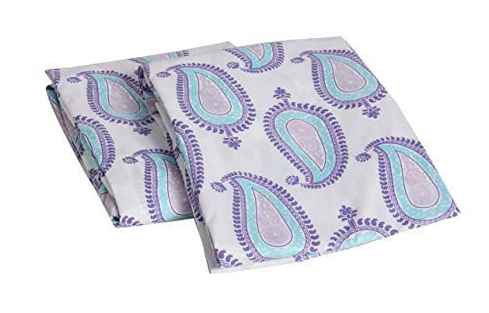 Bacati - Paisley Floral 100 Percent Cotton Percale 2 Pack Crib/Toddler Bed Fitted Sheets (Aqua/Lilac/Purple Paisley)