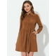 thumbnail image 2 of INSPIRE CHIC Vestido camisero de manga larga para mu?eca de trabajo con cuello abotonado de pana para mujer marrón XS, 2 of 5