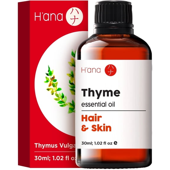 H’ana Thyme Essential Oil - 100% Pure and Natural Thyme Oil for Hair, Skin, Diffuser - With a Fresh, Herbaceous Scent (1 Fl Oz)