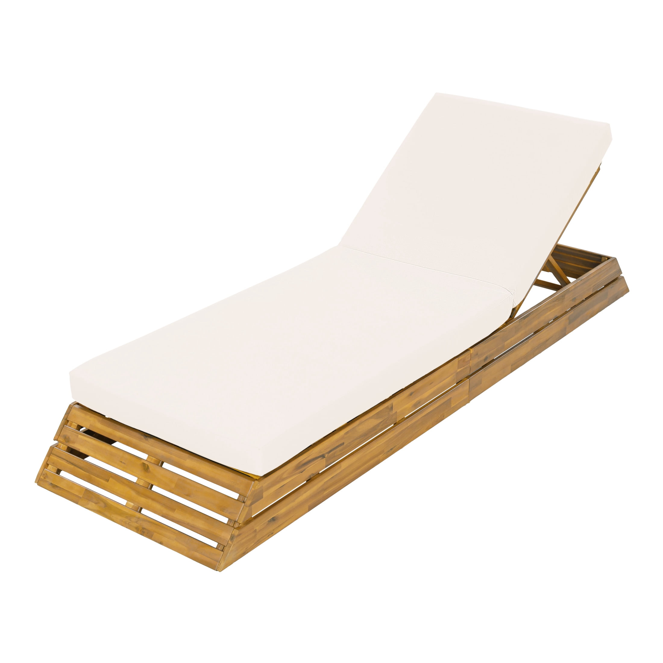 Christopher Knight Home 88.39" Outdoor Chaise Lounge Set with 2-Fold Water-Resistant Cushion, Teak + Cream