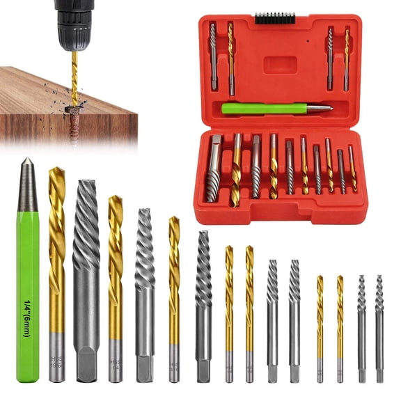 JIAHAOO Reverse Left Hand Drill Bit Extractor Set 135° Split Point For Rounded Seized Bolt Screw Removal Work Tool