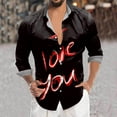 thumbnail image 2 of KTMKH Mens Valentines Day Digital 3D Printed Button Lapel Long Sleeve Shirt Top, 2 of 4
