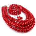 thumbnail image 5 of Gargantilla grande con cuentas de perlas sintéticas Yashi Color rojo Modelo 8118, 5 of 5