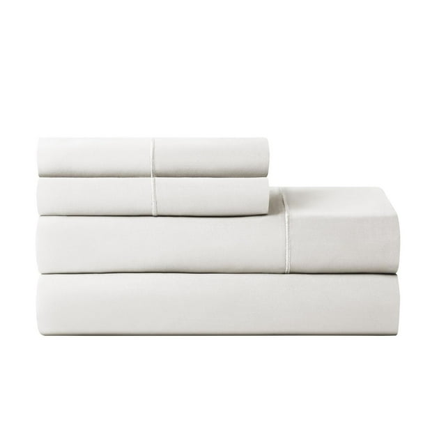 Hotel Style 4-Piece 600 Thread Count White Egyptian Cotton Adult Bed Sheet Set, Queen - Deep Pocket