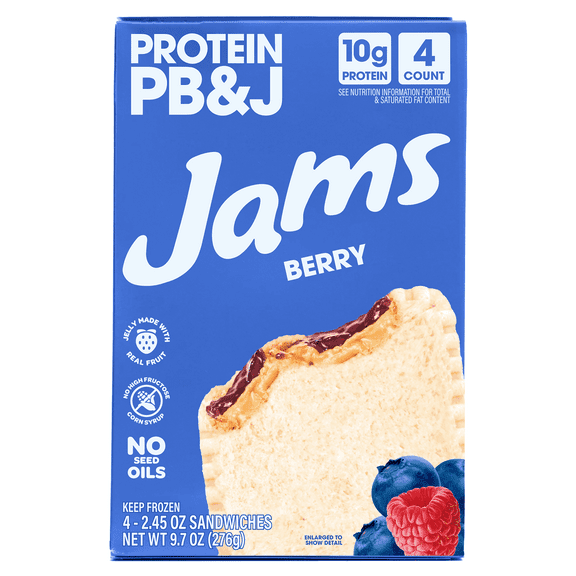 Jams Berry 10g Protein PB&J Frozen Sandwiches, 4 Count, 9.7 Oz