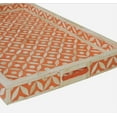 thumbnail image 2 of RUDRAKSHA CORPORATION Bone Inlay Tray Orange Cream Geometric Leaf Design Rectangular Decorative Organizer, 2 of 3