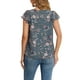 thumbnail image 3 of BLUSA FLORAL DE MUJER INSPIRADA EN SAN VALENTÍN, CASUAL DE VERANO, CUELLO CUADRADO, MANGA CORTA CON VOLANTES, TALLA XL, GRIS AZUL, 3 of 6