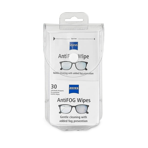 ZEISS Gentle and Thorough Cleaning Anti Fog Lens Cleaner Wipes for Eyeglass, 30 Count